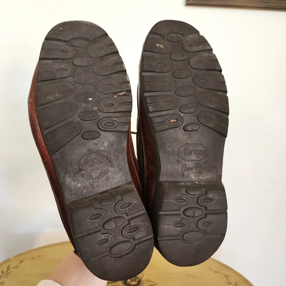 Gokey Brown Leather Boat Shoes Moccasins‎ Vibram Sole Preppy Quiet Luxury